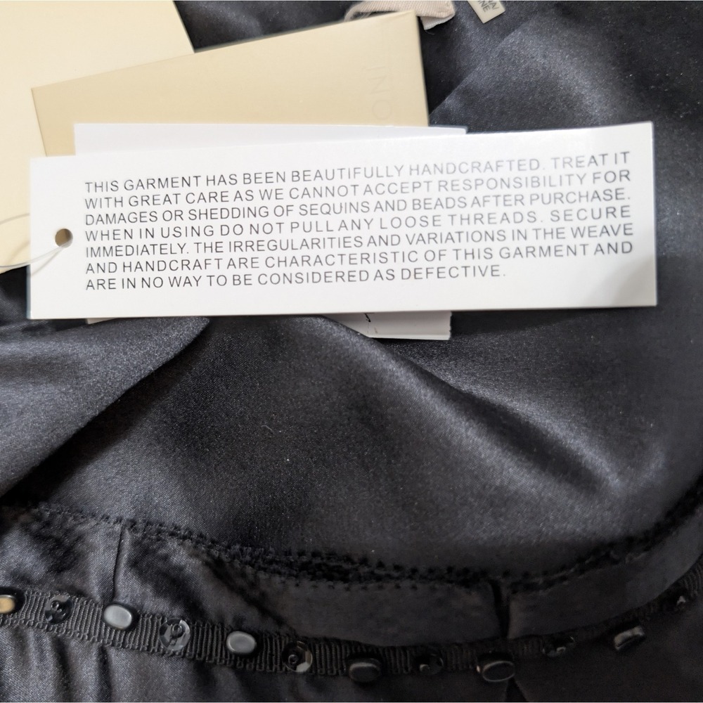 NWT Magaschoni Luxury Skirt Silk Black Pleated Hand Beaded Whimsigoth Sz 6 $428 - Picture 7 of 16